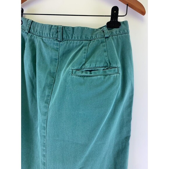 Lands End Cotton Maxi Skirt Straight Green Back Slit Pockets Womens Plus 16 Tall - Picture 5 of 10